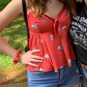Abercrombie tie front coral tank